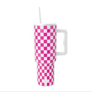 Simple Modern BUBBLEGUM HOT PINK AND WHITE CHECKMATE 40oz Trek Tumbler